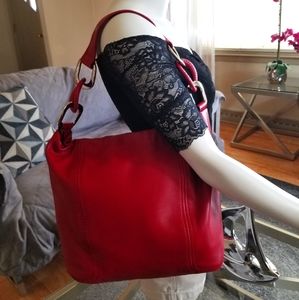 ❤️ Elegant MK Soft Red Leather Hobo